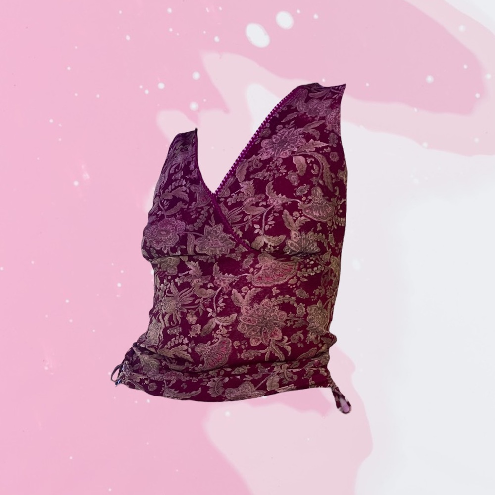 Vintage Floral Burgundy Top